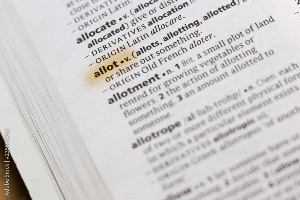 The word or phrase Allot in a dictionary. The word or phrase Allot in a dictionary.