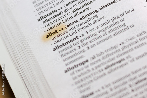 Konstfotografi The word or phrase Allot in a dictionary.