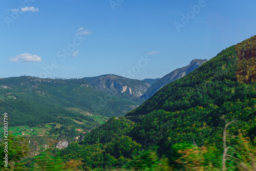 Fototapeta Naklejka Na Ścianę i Meble -  Beautiful panorama of the summer mountain range in the national park Durmitor in Montenegro.
