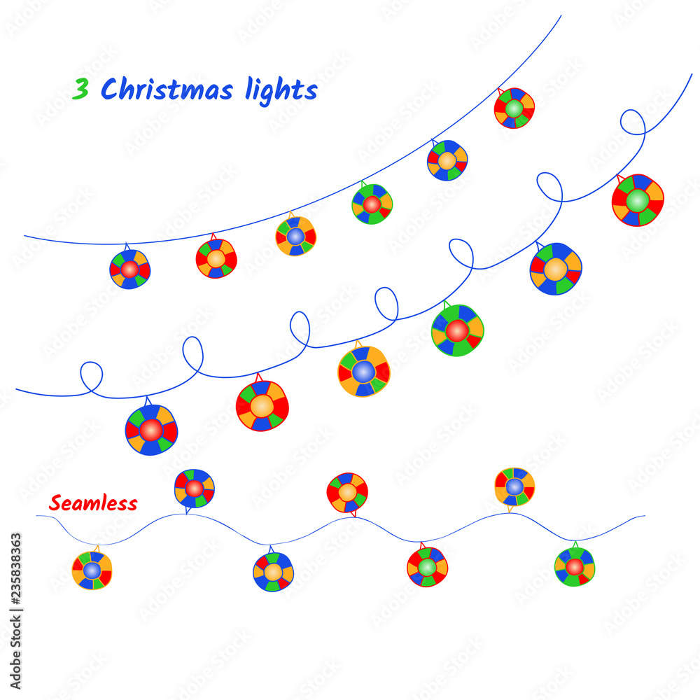 Naklejka premium Vector set of Christmas lights