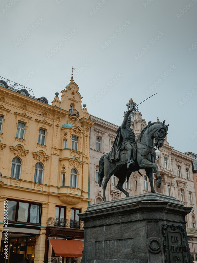 Ban Josip Jelacic statue on Zagreb city main square