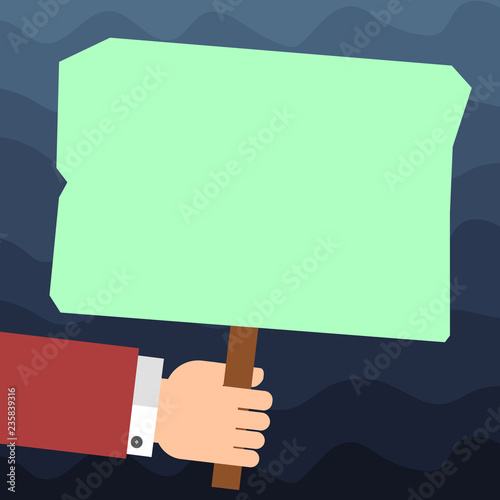 Design business Empty copy space text for Ad website promotion isolated Banner template. Hu analysis Hand Holding Blank Colored Placard with Stick Vector Text Space