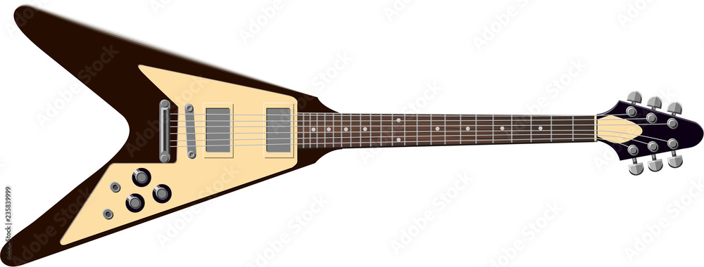 Naklejka premium ベクター クリップアート ギター フライングV 茶色