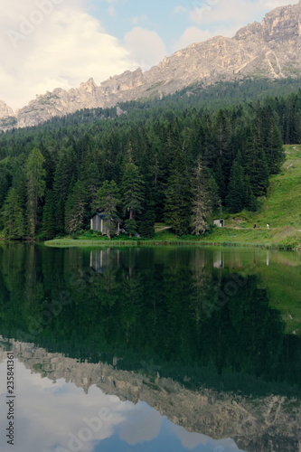 Beautiful Dolomite Mountains near Misurina Mountain Lake.