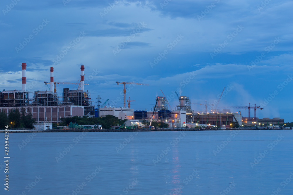 Industrial factory at twilight Industrial factory at twilight