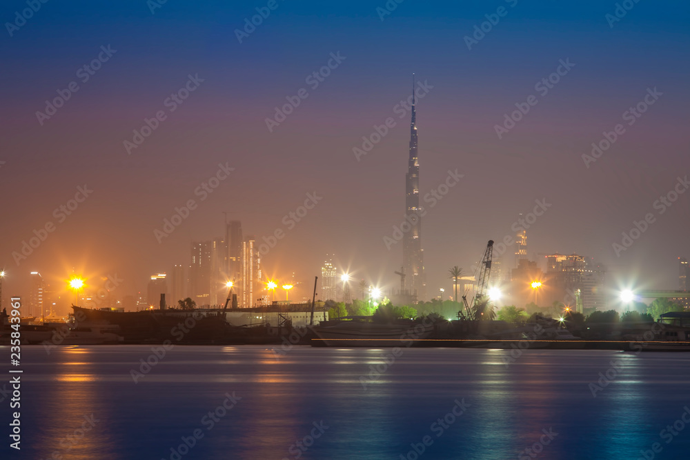 sunset in Dubai city view, United Arab Emirates