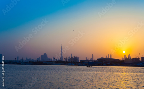 sunset in Dubai city view, United Arab Emirates