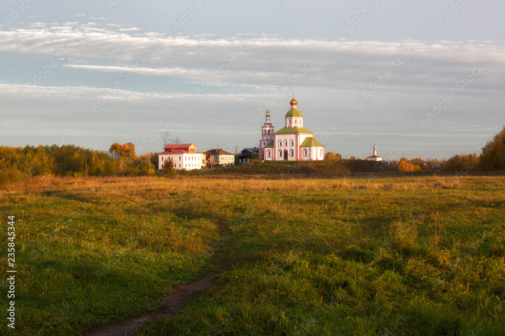 Suzdal, Ilinsky church in autumn sunrise. Russia Suzdal, Ilinsky church in autumn sunrise. Russia