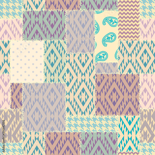 Patchwork textile pattern. Seamless quilting design background.