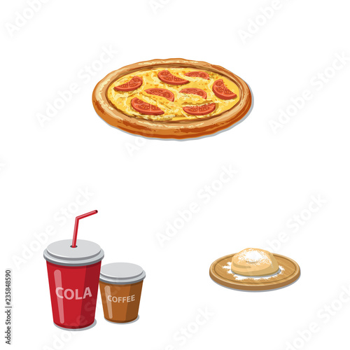 Vector illustration of pizza and food symbol. Collection of pizza and italy vector icon for stock.