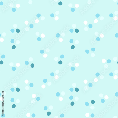 Hand drawn vector seamless pattern in cute polka dot style. Pastel tones ornament for fabric and wrapping paper design, for nursery clothes.