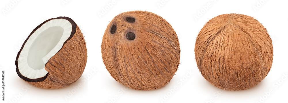 Set of coconuts isolated on a white. Set of coconuts isolated on a white.