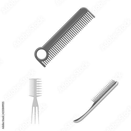 Isolated object of brush and hair logo. Set of brush and hairbrush vector icon for stock.