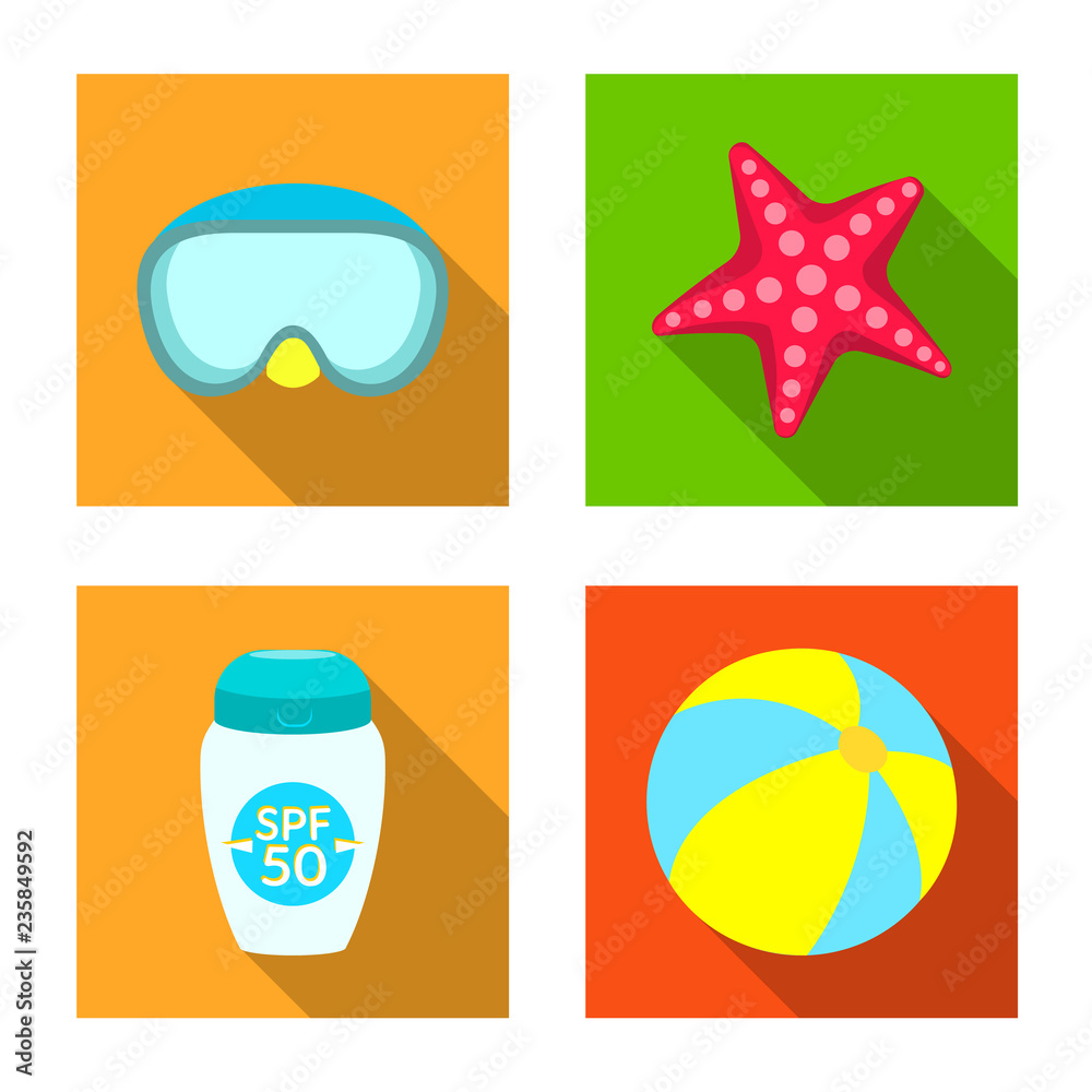 Vector illustration of equipment and swimming sign. Collection of equipment and activity vector icon for stock.