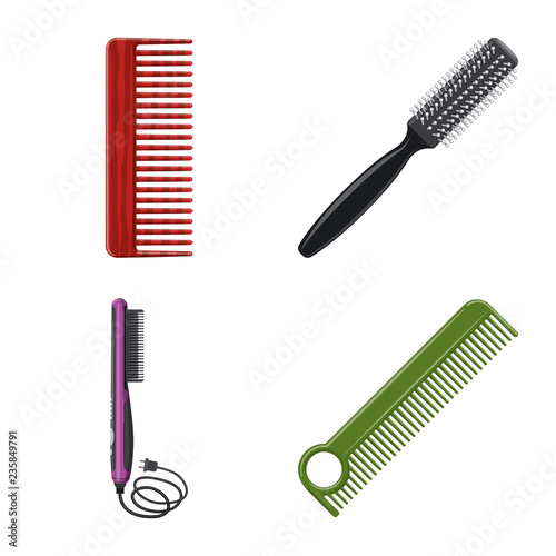 Vector illustration of brush and hair logo. Collection of brush and hairbrush stock vector illustration.