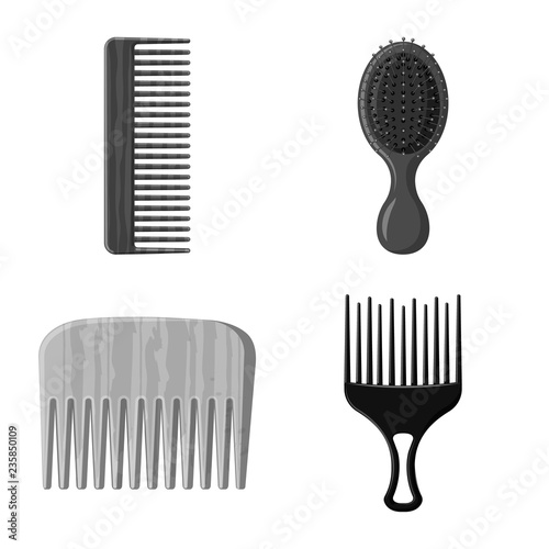 Vector design of brush and hair icon. Collection of brush and hairbrush vector icon for stock.