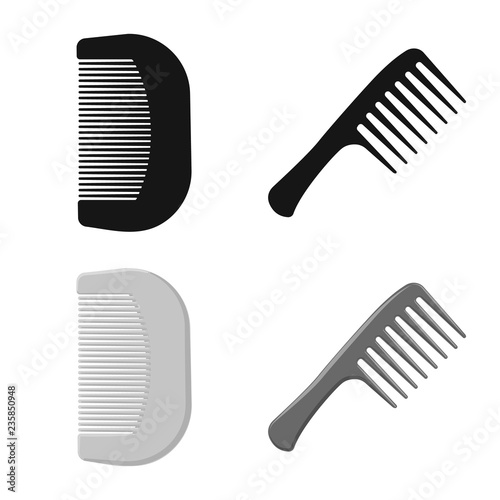 Vector design of brush and hair icon. Collection of brush and hairbrush vector icon for stock.