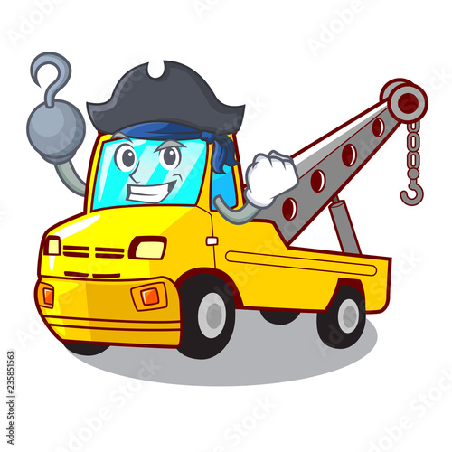 Pirate Cartoon tow truck isolated on rope
