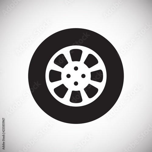 Car wheel icon on white background for graphic and web design, Modern simple vector sign. Internet concept. Trendy symbol for website design web button or mobile app.