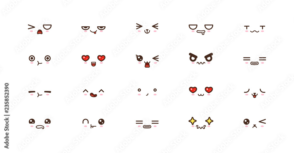 Kawaii smile emoticons. Japanese emoji Kawaii smile emoticons. Japanese emoji