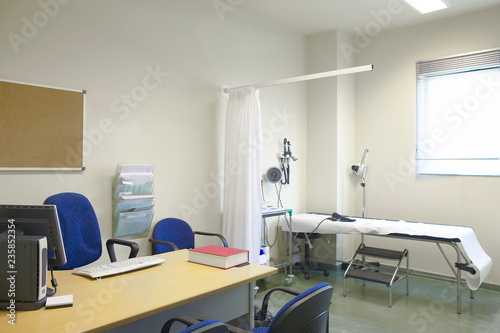 Hospital doctor consulting room. Healthcare equipment. Medical treatment equipment photo