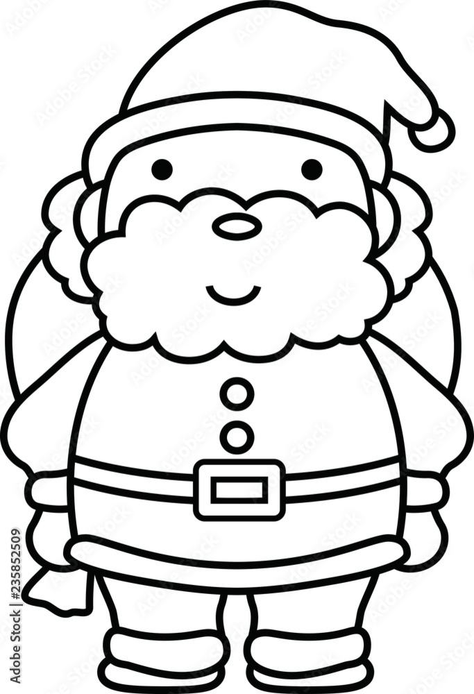 Cute Fat Santa Claus outline