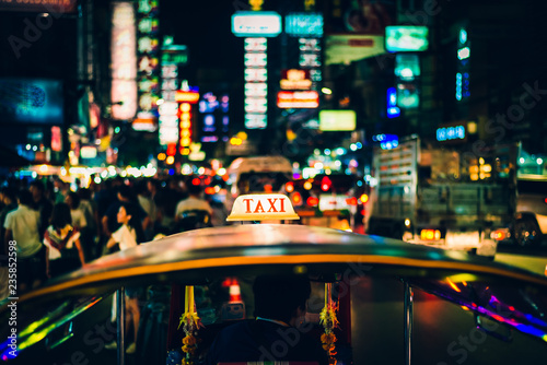 Tuk Tuk Taxi Nightlife at Chinatown in Bangkok,Thailand.