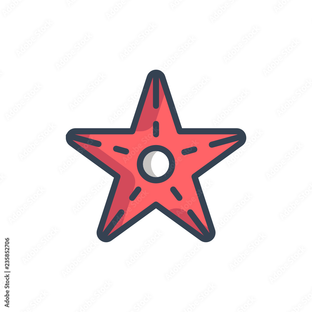 Fototapeta premium sea star icon vector with fill outline style. holiday icon