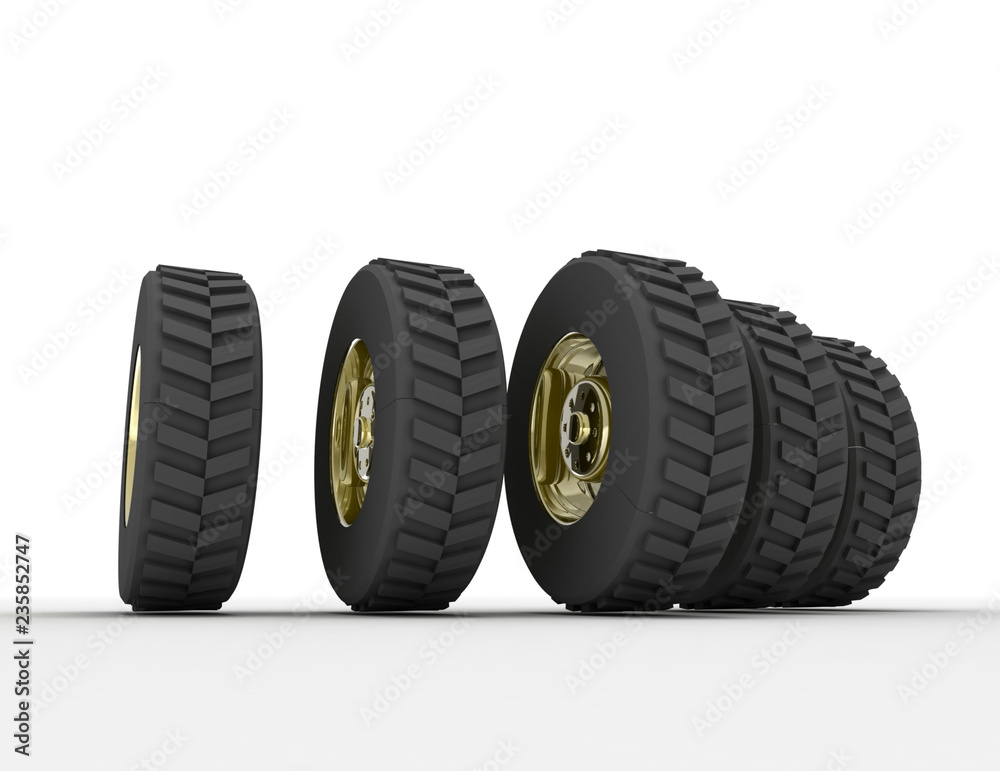 3D rendering truck tires concept. 3d rendedred illustration 3D rendering truck tires concept. 3d rendedred illustration