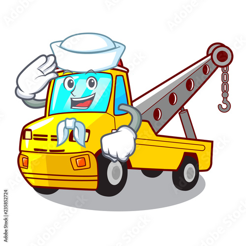 Sailor Cartoon tow truck isolated on rope