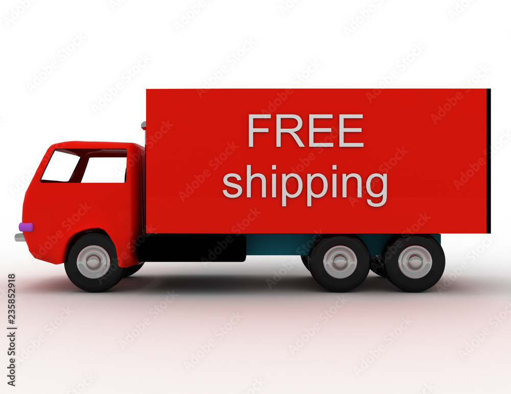 Free delivery of goods to any place . 3d rendered illustration Free delivery of goods to any place . 3d rendered illustration