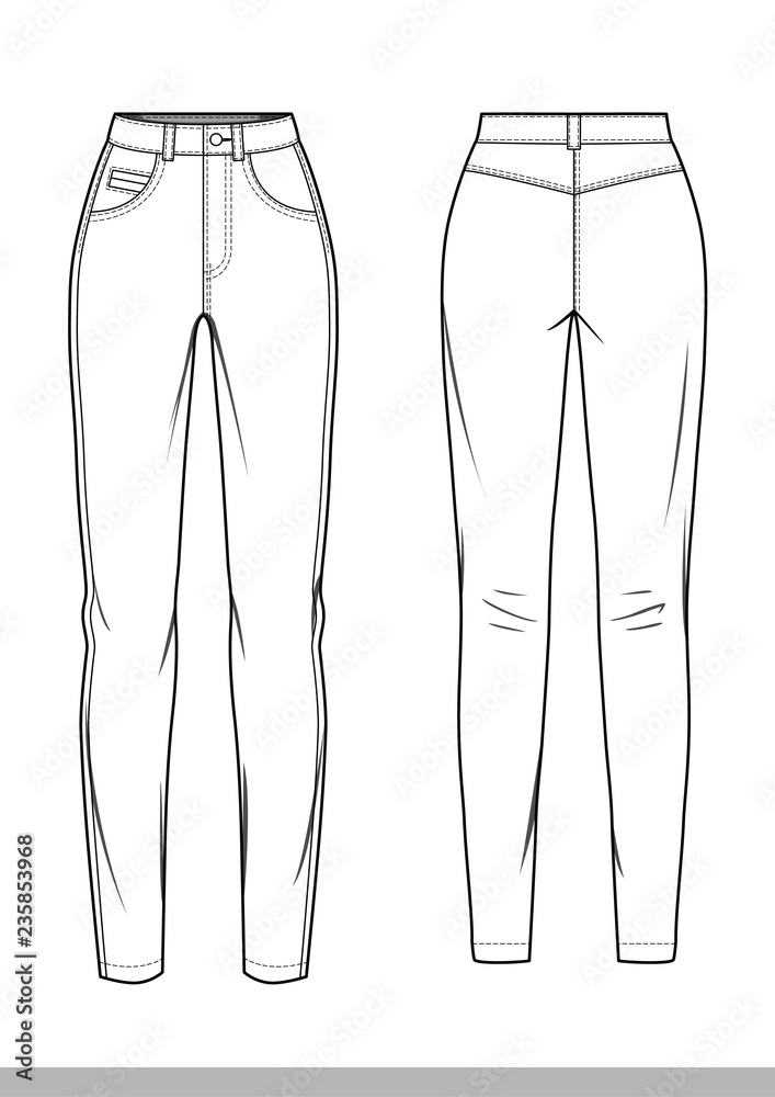 Pants fashion flat technical drawing template Stock Vector | Adobe Stock
