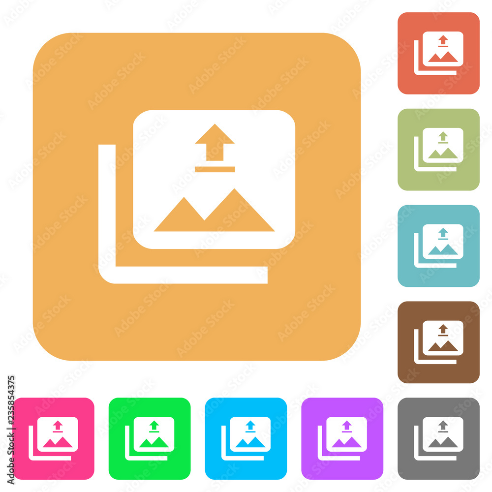 Upload multiple images rounded square flat icons Upload multiple images rounded square flat icons