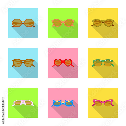 Vector illustration of glasses and sunglasses icon. Set of glasses and accessory vector icon for stock. © Svitlana