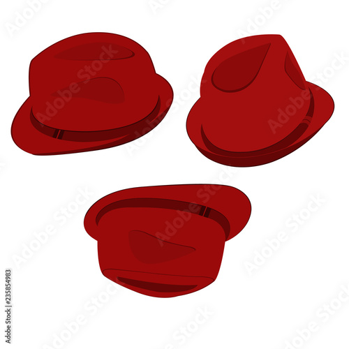 Vector collection of red hats for men