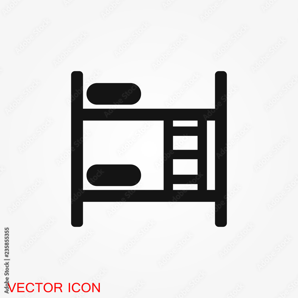 Bed icon vector, flat symbol on background. Bed icon vector, flat symbol on background.