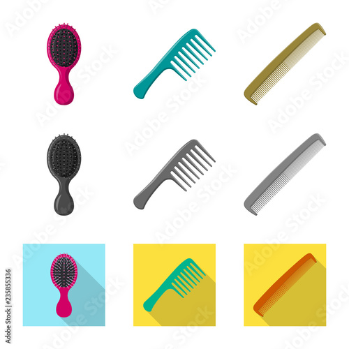Isolated object of brush and hair symbol. Collection of brush and hairbrush stock symbol for web.