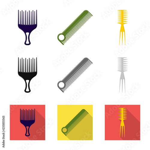 Vector illustration of brush and hair symbol. Set of brush and hairbrush vector icon for stock.