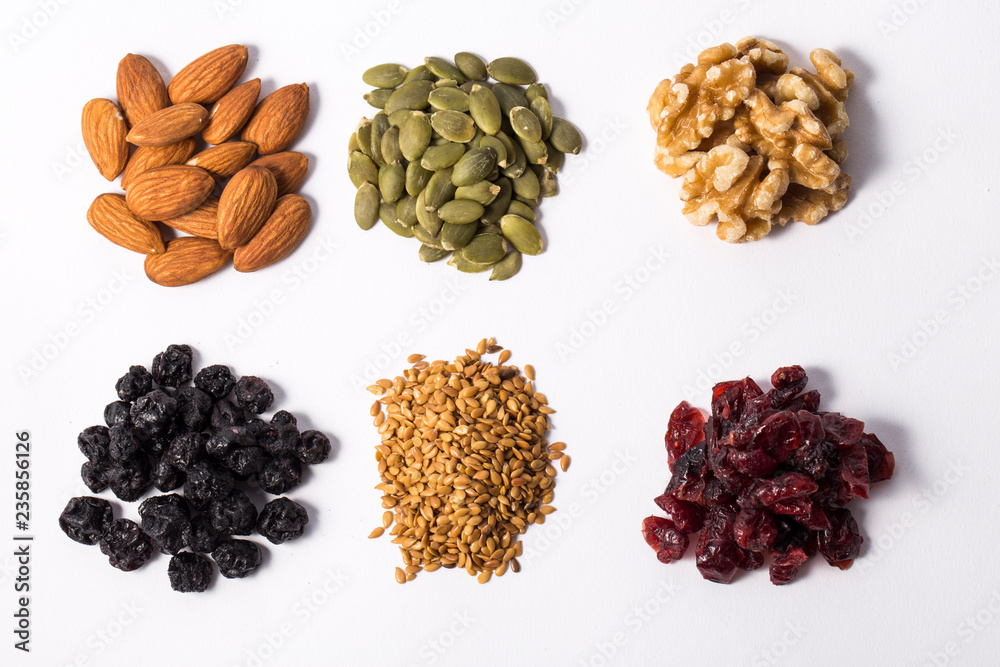 Obraz premium Variety of tasty fresh nuts.