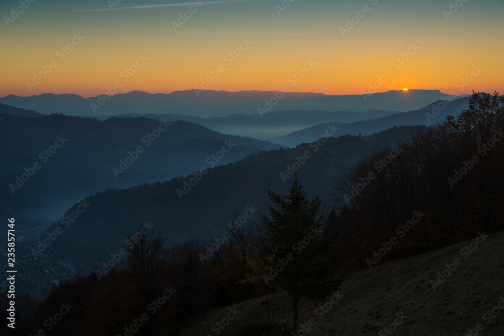 Sunrise scene in Carpathian Mountains