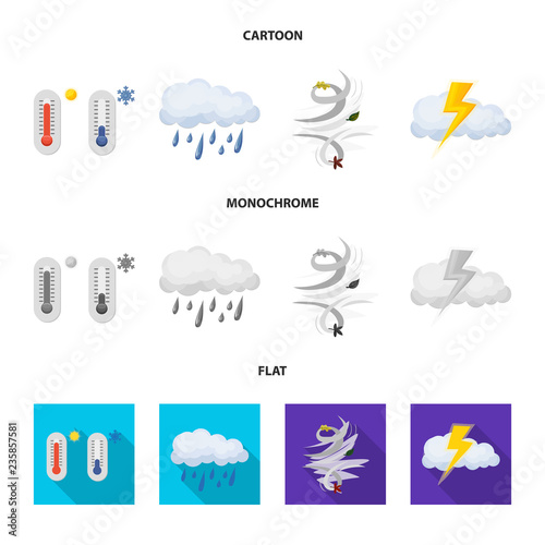 Isolated object of weather and climate symbol. Set of weather and cloud stock symbol for web.