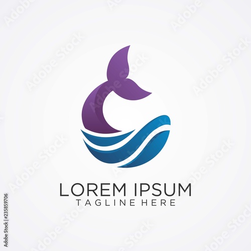 Ocean whale logo design