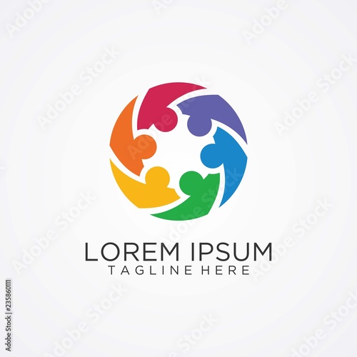 Circular people diversity logo design	