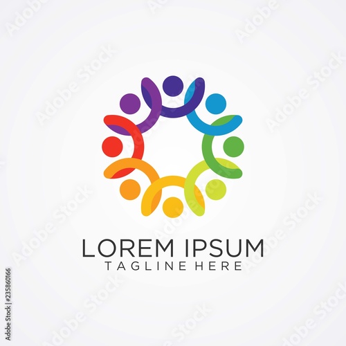 Circular people diversity logo design