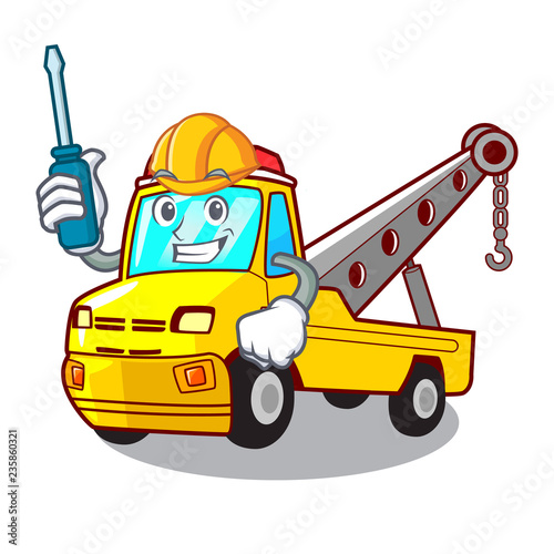 Automotive tow truck for vehicle branding character