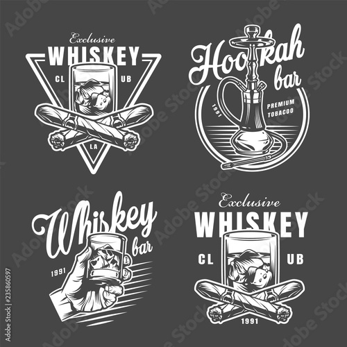 Vintage monochrome lounge bar prints collection