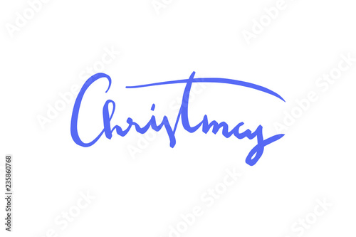 Christmas elegant blue lettering isolated on white background