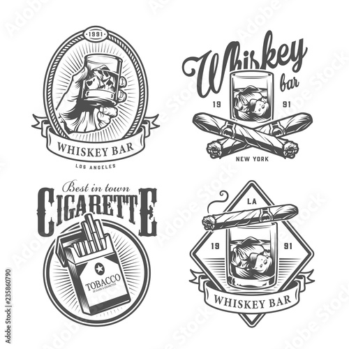 Vintage monochrome gentleman club labels