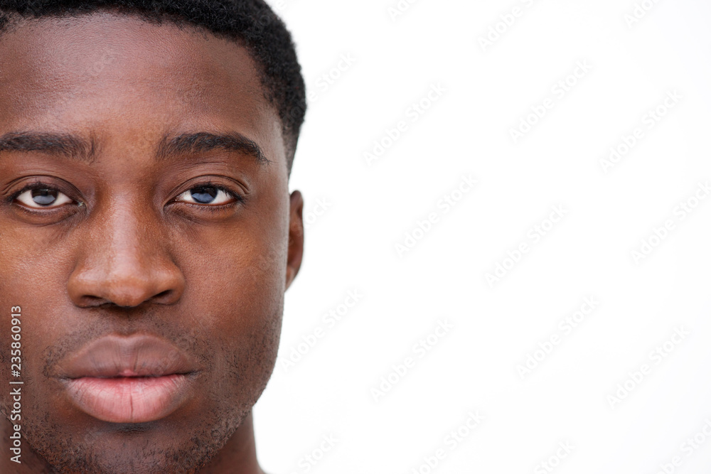 Fototapeta premium Close up portrait of african american man staring