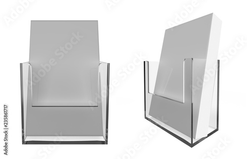 wall mount brochure holder isolated on white background. 3d illustration 